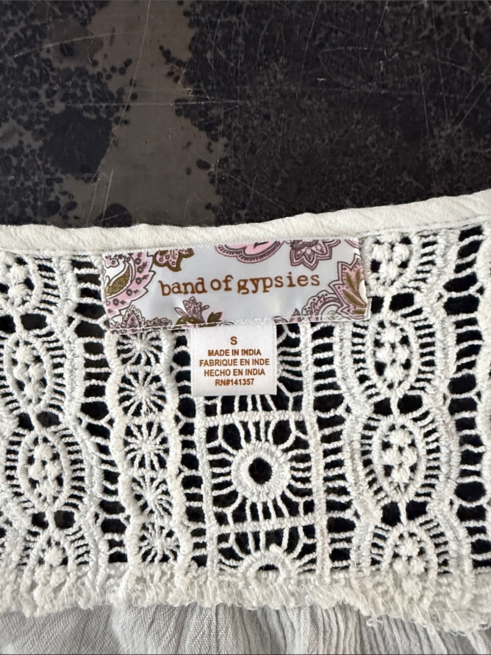 Band of Gypsies Boho Lace-Panel White Peasant Blouse - Picture 2 of 5